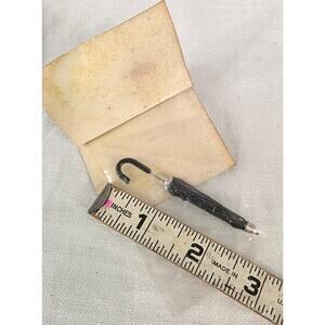 Vtg. Craftmark Miniature 1/12 Scale Dollhouse Umbrella Black Silver 3" NOS